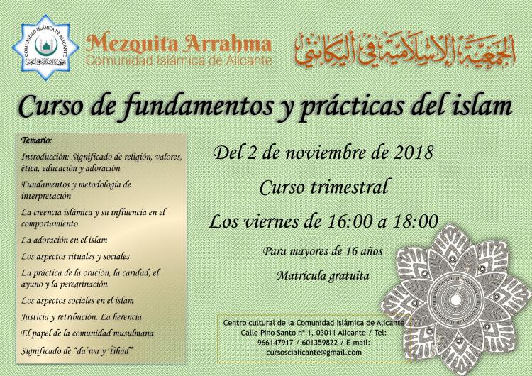 Curso de fundamentos y prácticas del islam desde 02/11/2018 hasta 22/02/2019